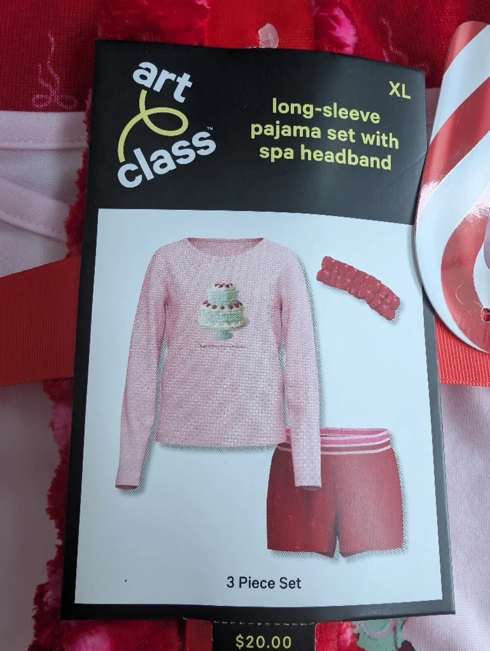 Art Class Pink & Red Girls Pajama Set with Matching Headband